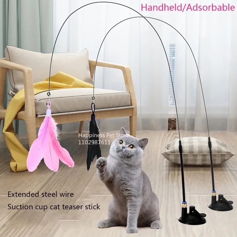 Cat Teaser Stick with Suction Cup & Bell