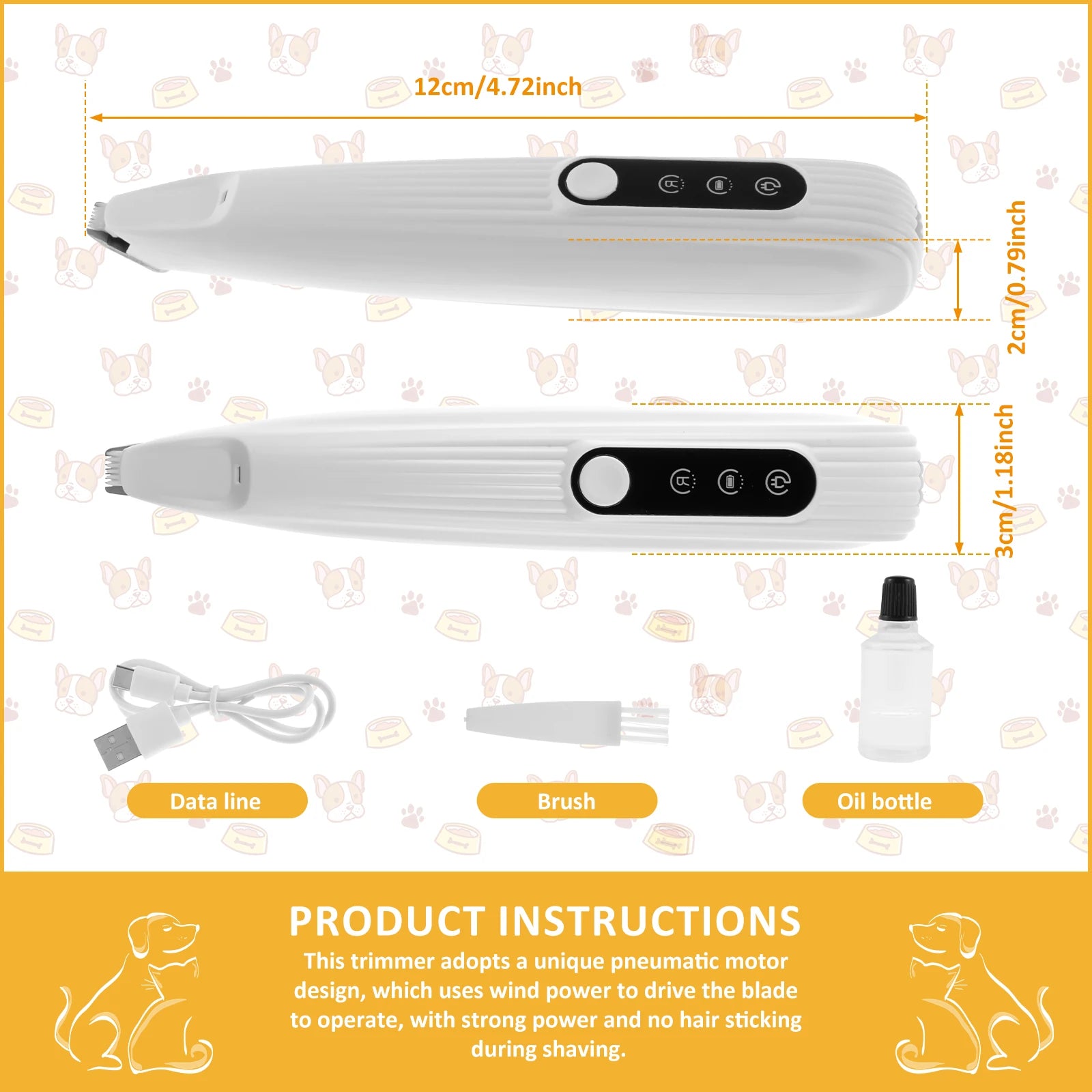 Rechargeable Pet Paw Trimmer – Waterproof Dog Hair Clipper with LED Display