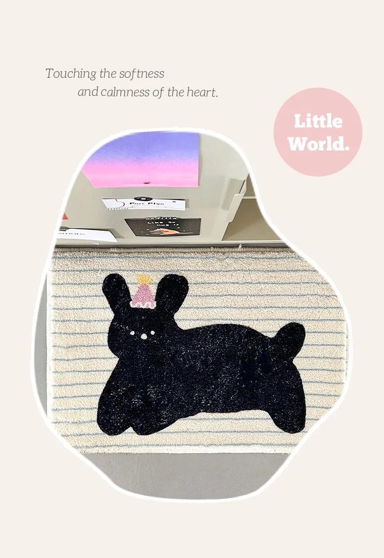 VIKAMA Korean Style Dog Print Non-Slip Absorbent Floor Mat