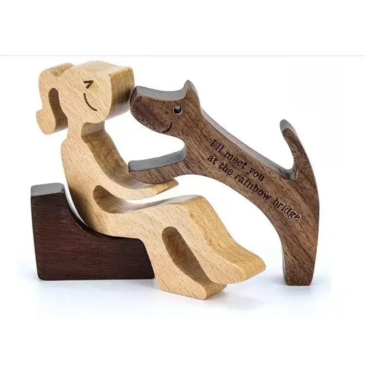 Family Puppy Wood Dog Figurine – Valentine’s & Christmas Gift Decor