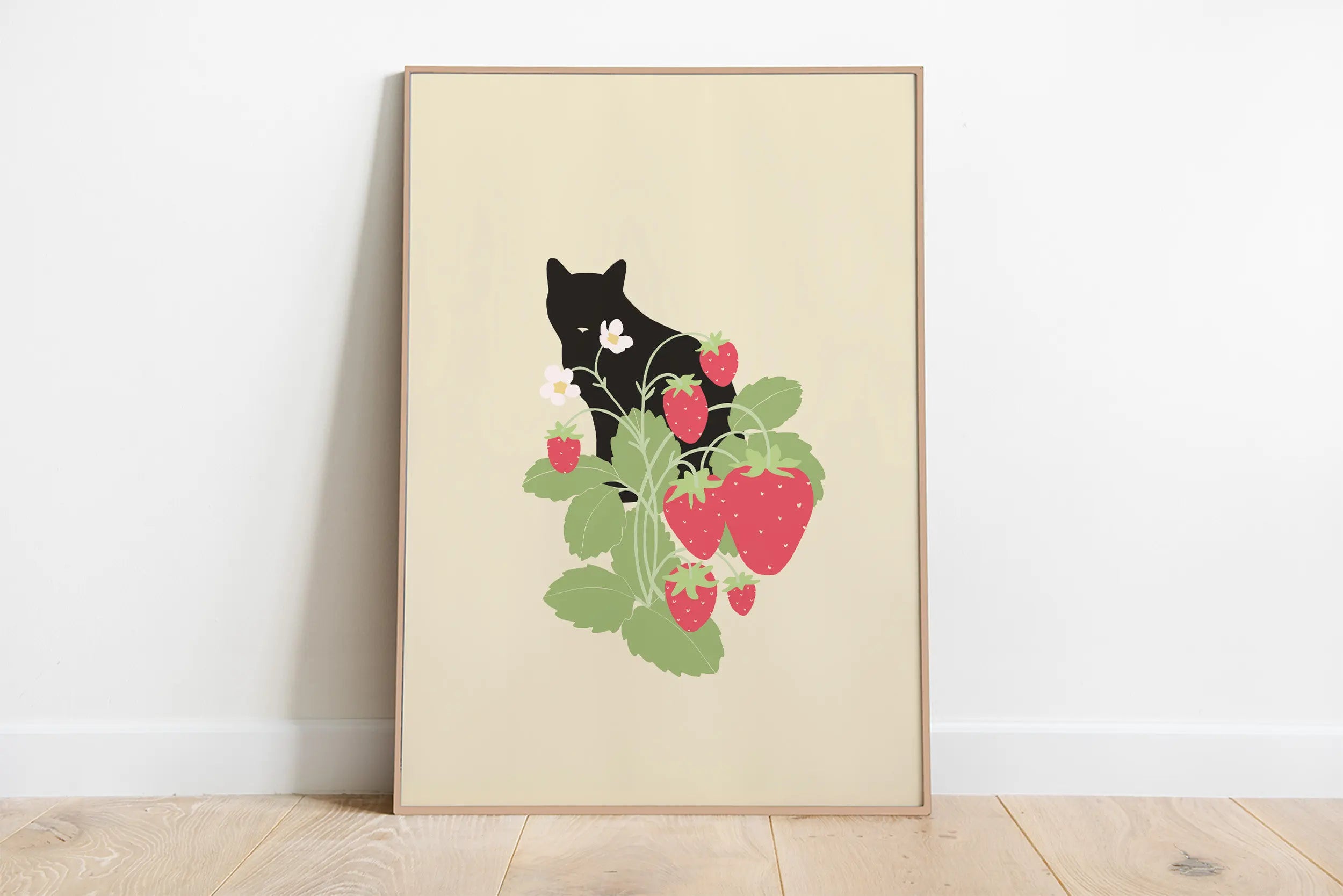 Minimalist Sleepy Kitties Wall Art – Cute Cat Illustration Canvas