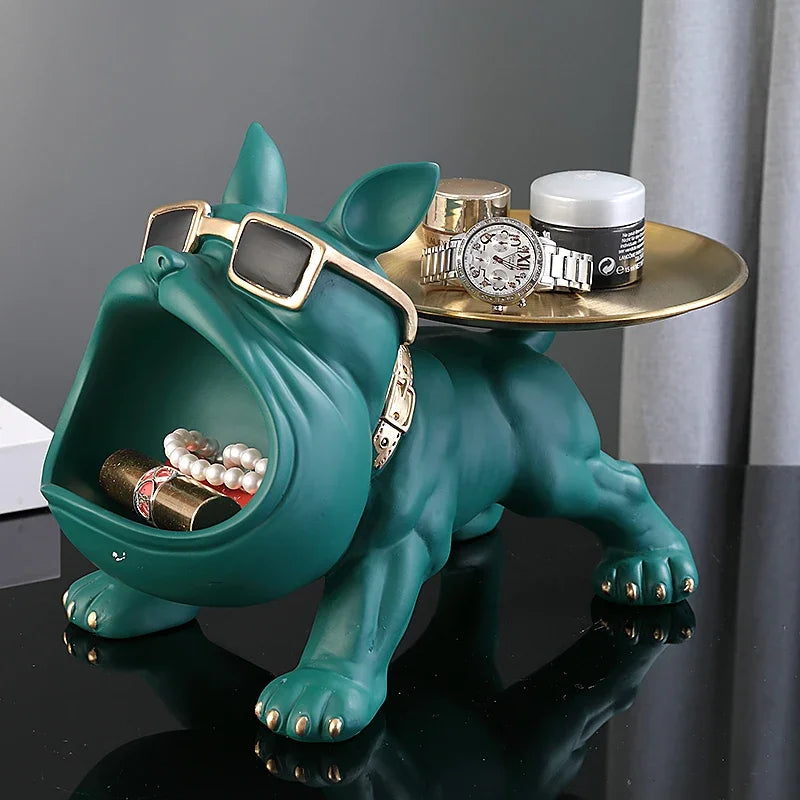 30cm Bulldog Figurine Storage Box – Resin Dog Sculpture for Home Decor