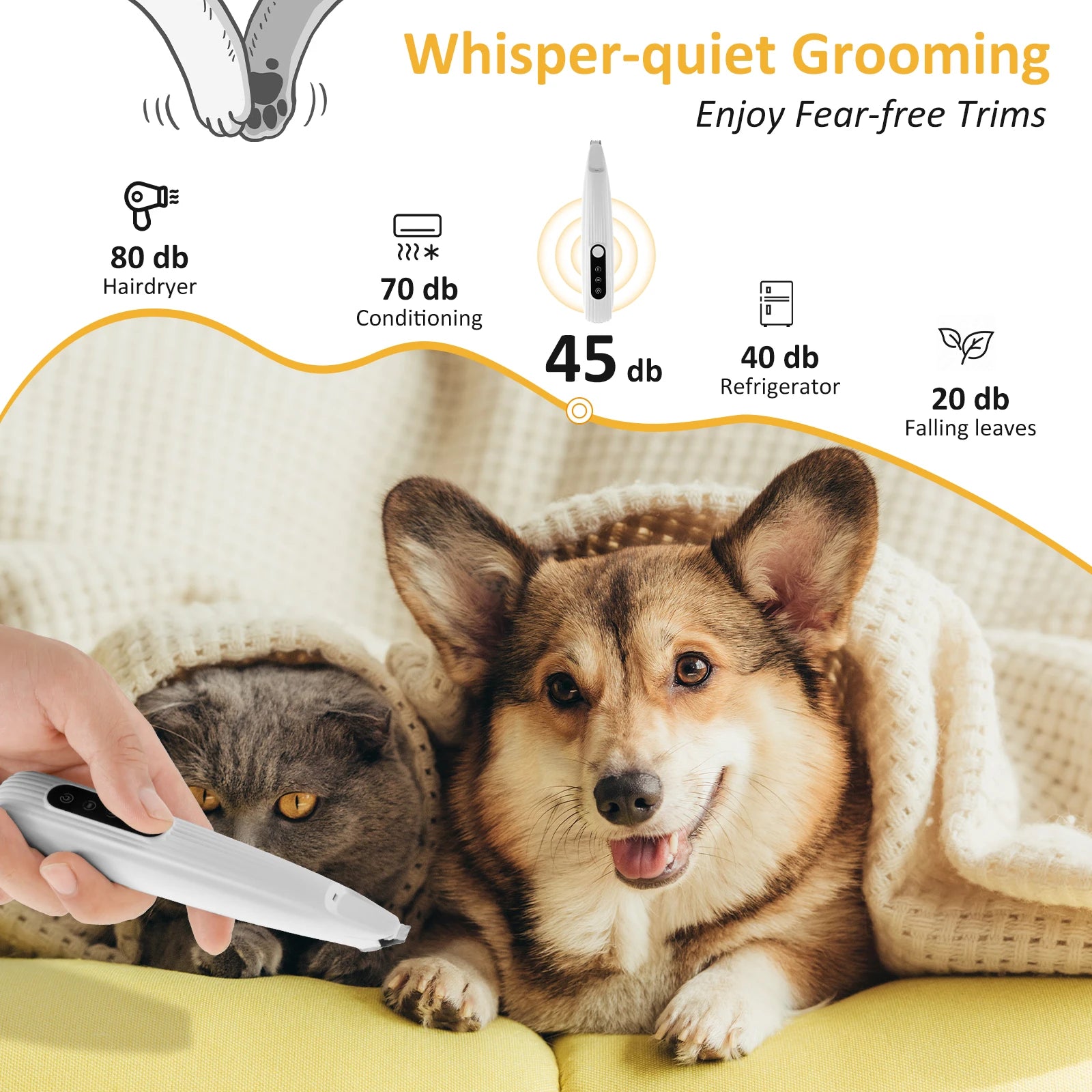 Rechargeable Pet Paw Trimmer – Waterproof Dog Hair Clipper with LED Display