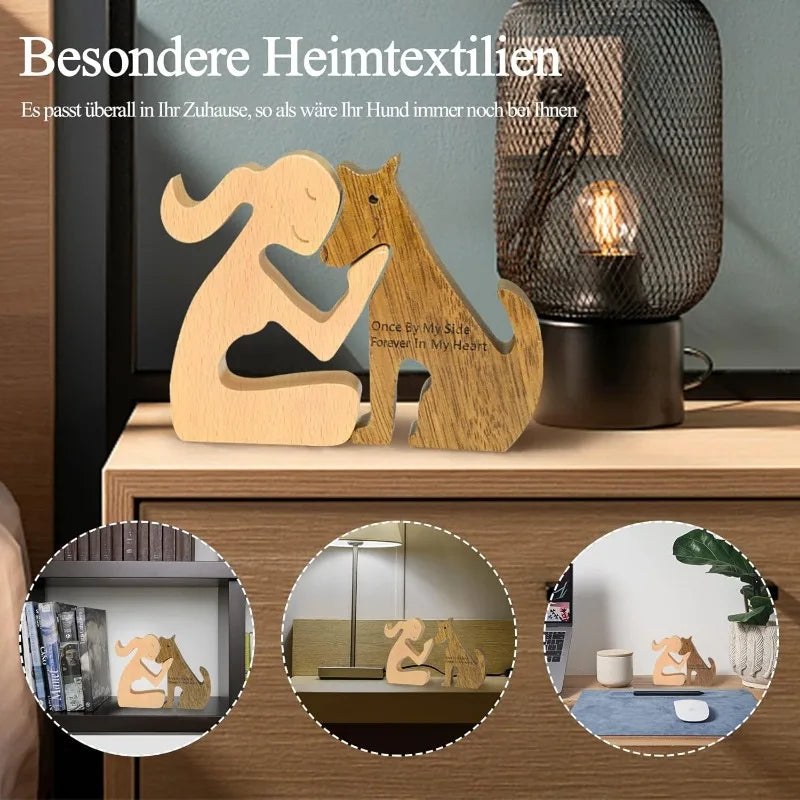 Family Puppy Wood Dog Figurine – Valentine’s & Christmas Gift Decor