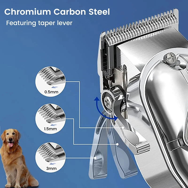 Professional All-Metal Pet Hair Clipper – Rechargeable Low-Noise Dog & Cat Grooming Trimmer
