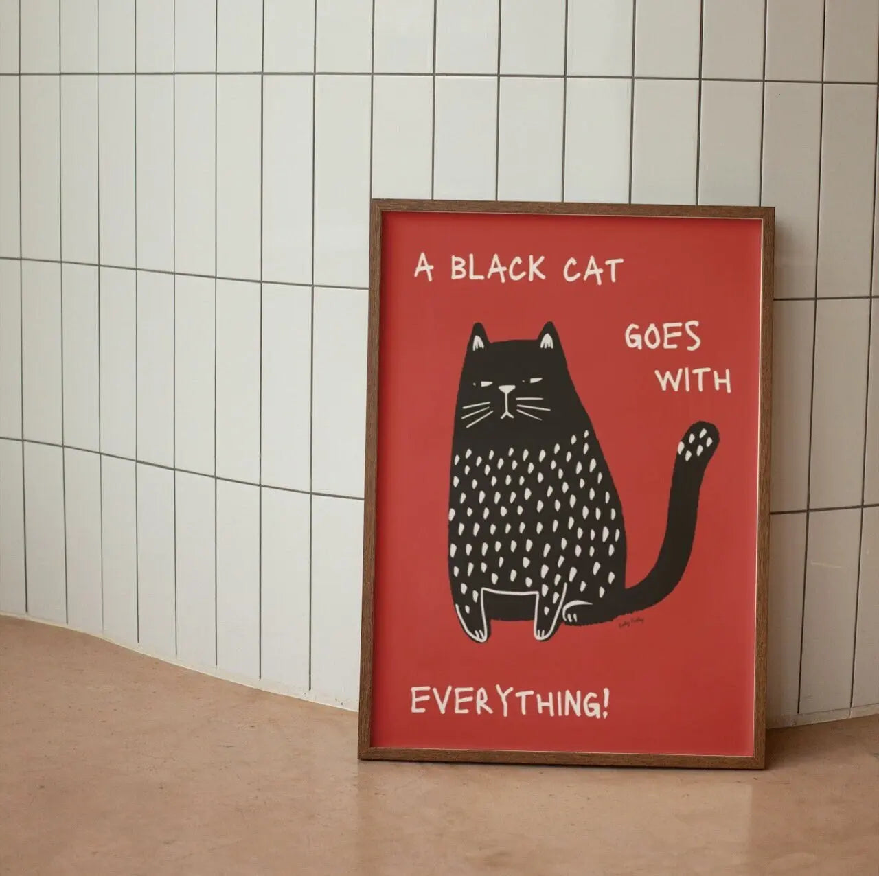Modern Black Cat Wall Art – Funny Kitten Quote Canvas Print