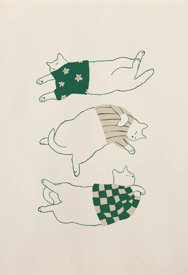 Funny Dumpling Cat Line Art Canvas – Nordic Wall Poster for Home Décor