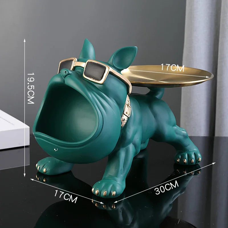 30cm Bulldog Figurine Storage Box – Resin Dog Sculpture for Home Decor