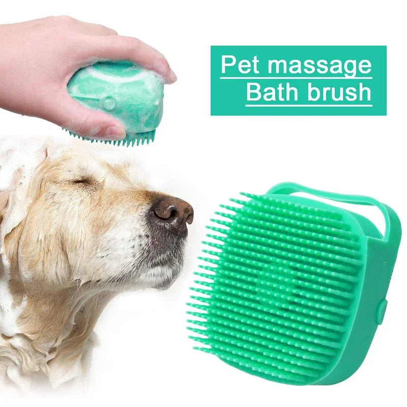 Pet Shampoo Brush – 80ml Silicone Grooming Scrubber for Dogs & Cats