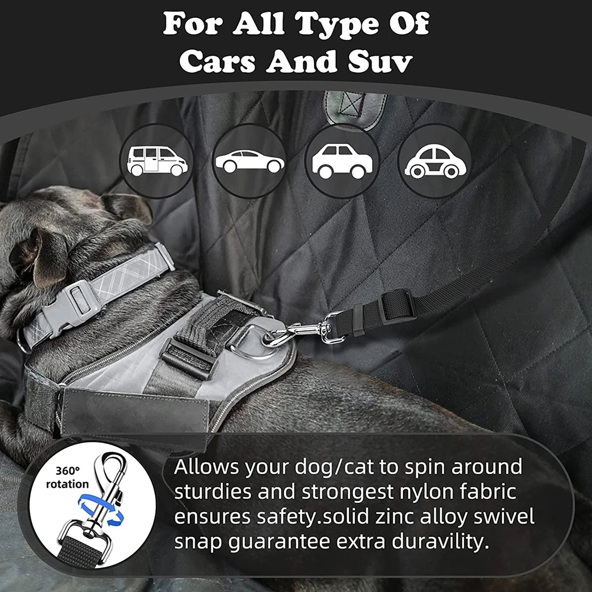 Adjustable Pet Car Seat Belt – Headrest Restraint for Dogs & Cats