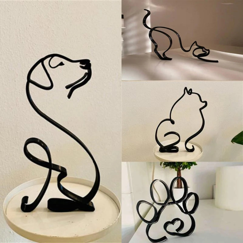 Metal Dog Sculpture – Minimalist Iron Figurine for Home & Office Decor