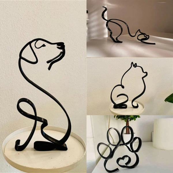 Metal Dog Sculpture – Minimalist Iron Figurine for Home & Office Decor