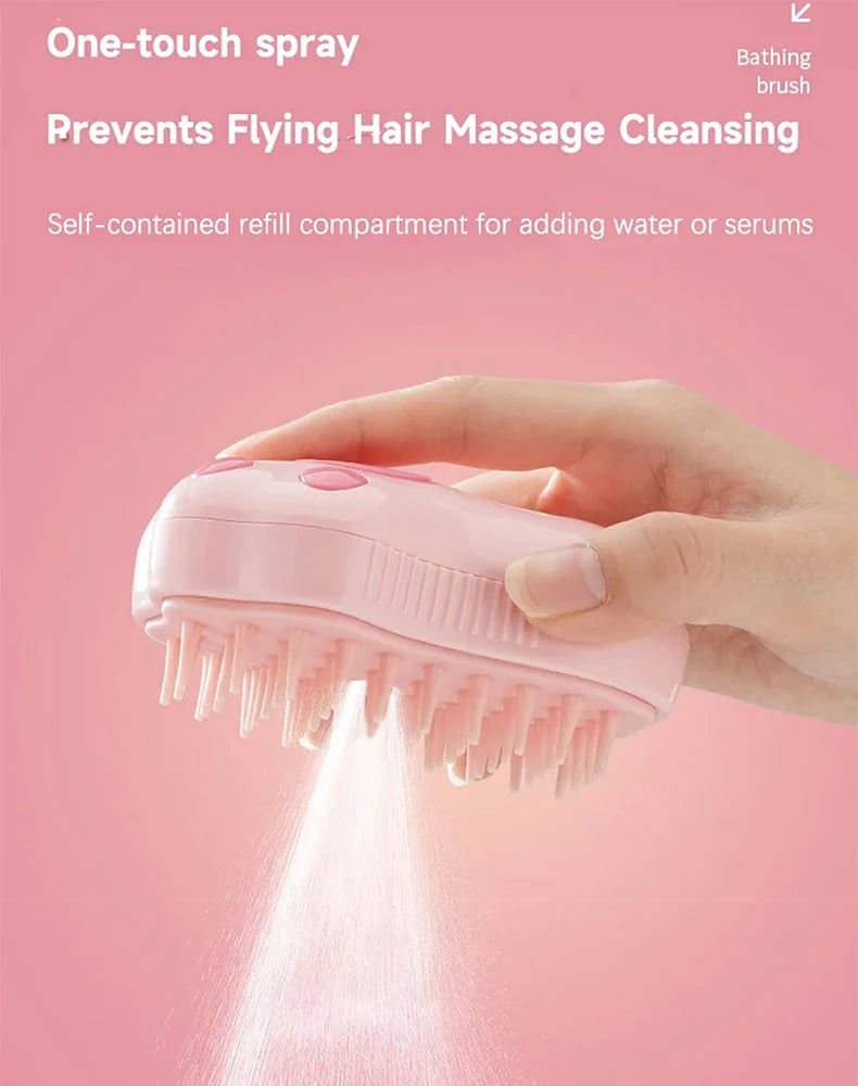 3-in-1 Electric Pet Steam Brush – Grooming, Massage & Hair Removal for Cats & Dogs