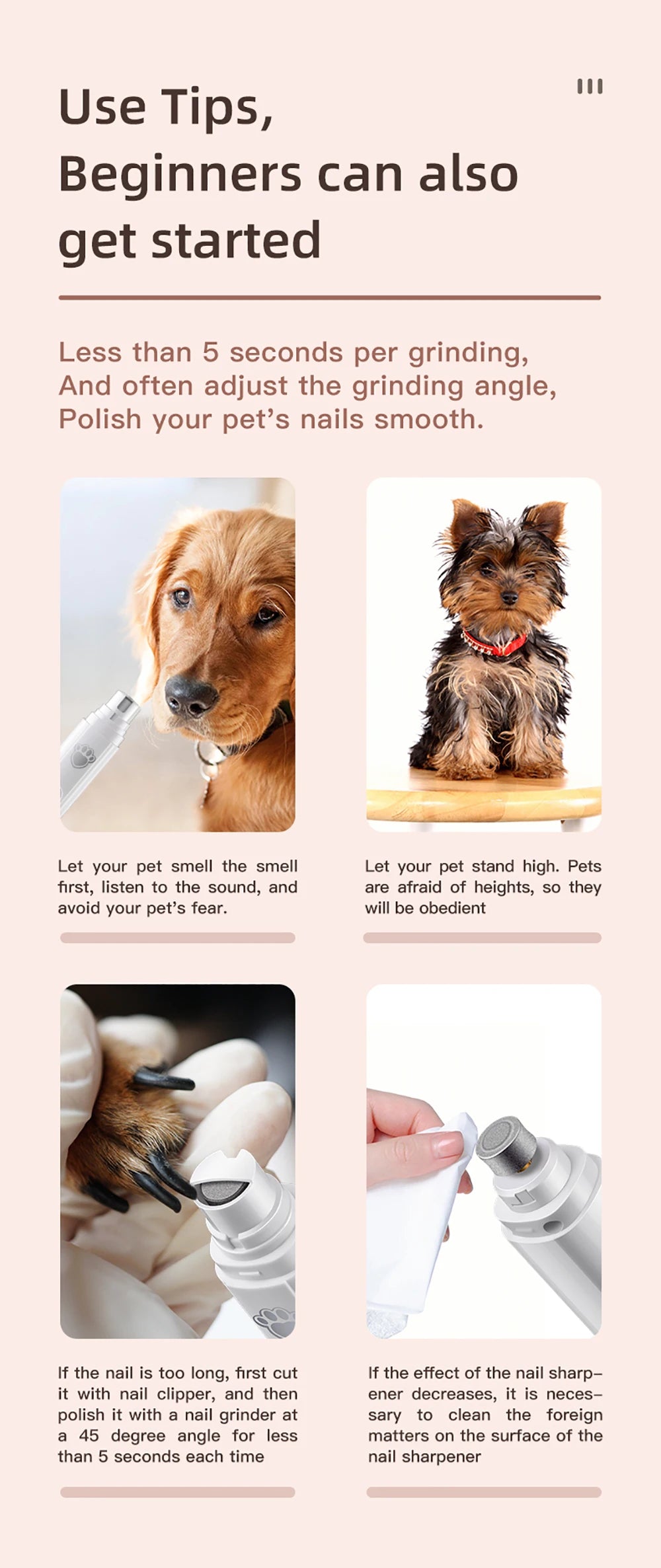 USB Electric Pet Nail Grinder with LED – Cat & Dog Nail Trimmer