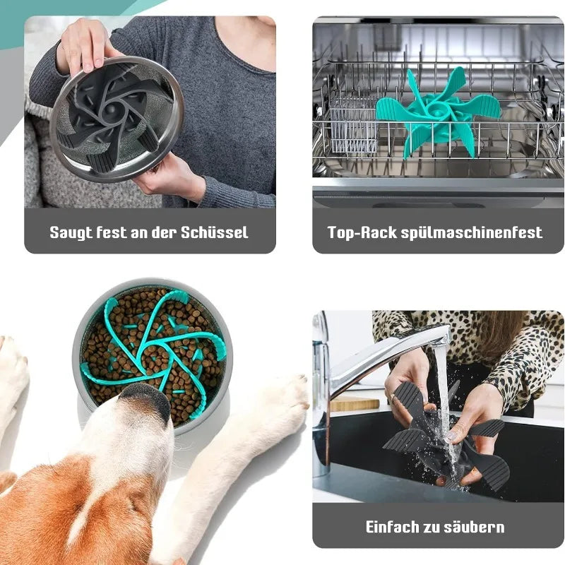 Slow Feeder Pet Bowl with Suction Cup – Anti-Choking Dog Food Bowl