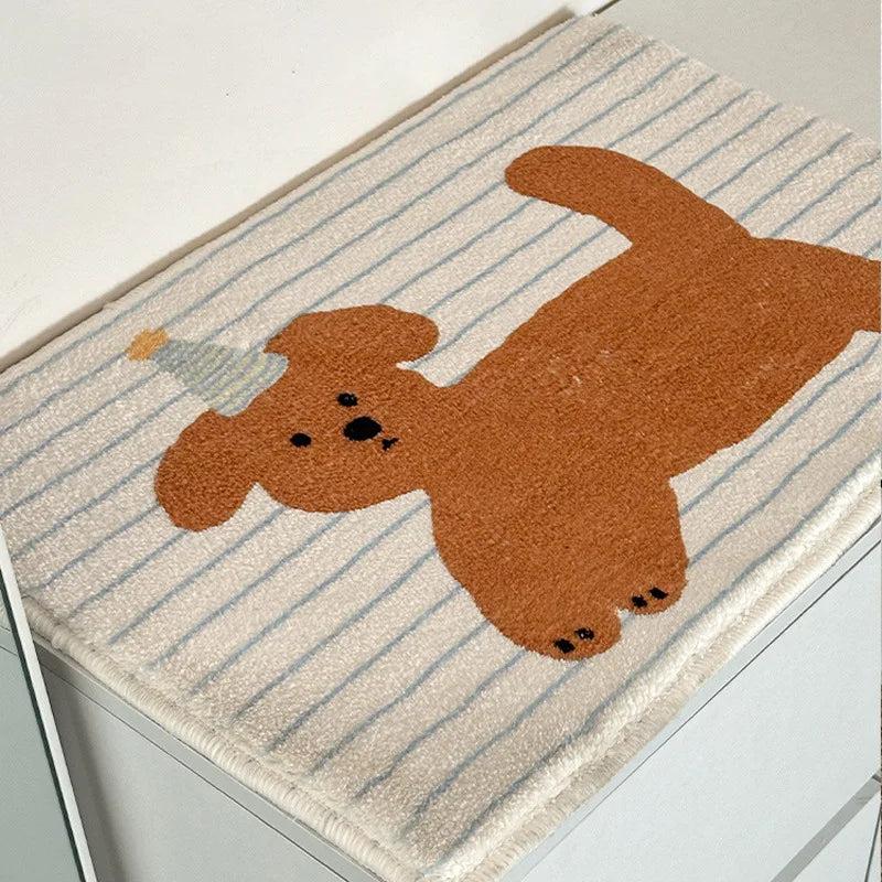 VIKAMA Korean Style Dog Print Non-Slip Absorbent Floor Mat