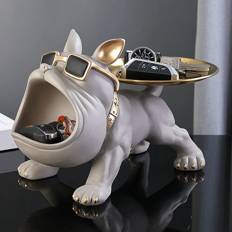 30cm Bulldog Figurine Storage Box – Resin Dog Sculpture for Home Decor