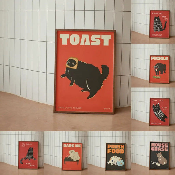 Modern Black Cat Wall Art – Funny Kitten Quote Canvas Print