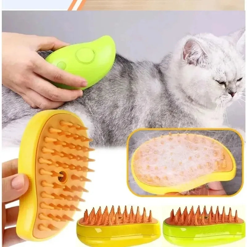 3-in-1 Pet Electric Steam Brush – Spray, Massage & Hair Removal Comb for Dogs & Cats