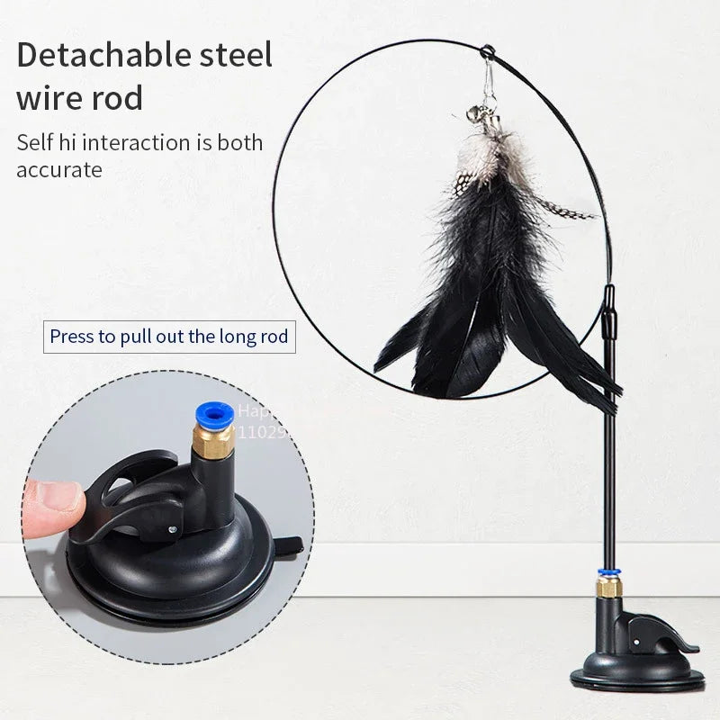 Cat Teaser Stick with Suction Cup & Bell