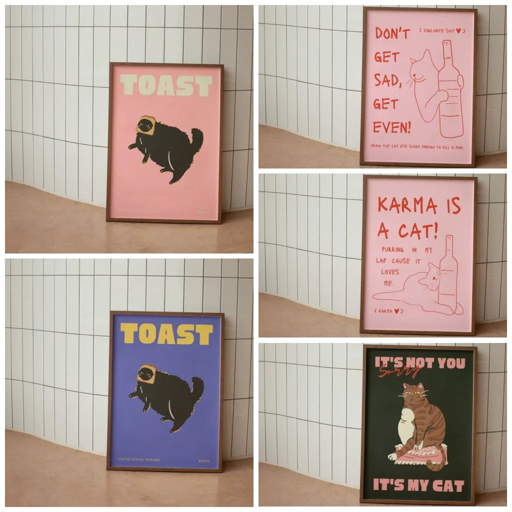 Modern Black Cat Wall Art – Funny Kitten Quote Canvas Print