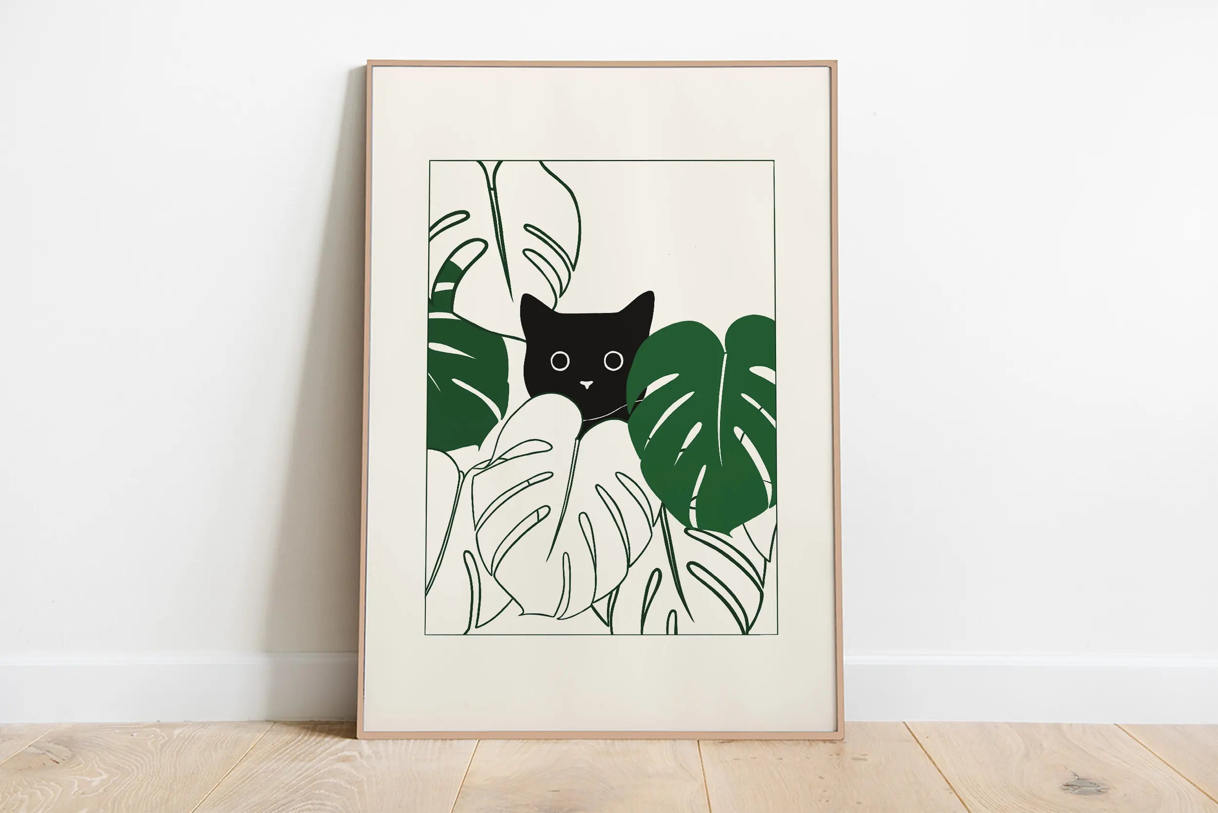 Minimalist Sleepy Kitties Wall Art – Cute Cat Illustration Canvas
