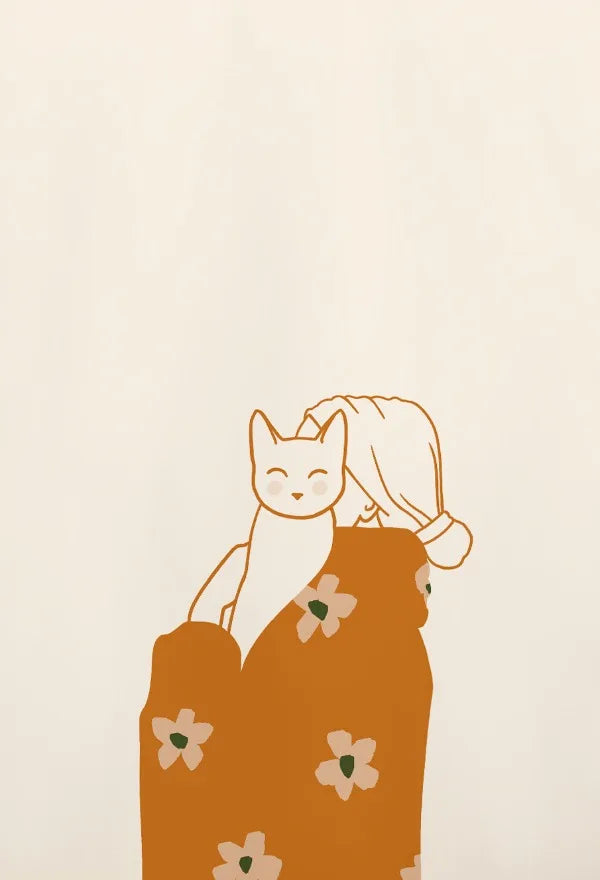 Funny Dumpling Cat Line Art Canvas – Nordic Wall Poster for Home Décor