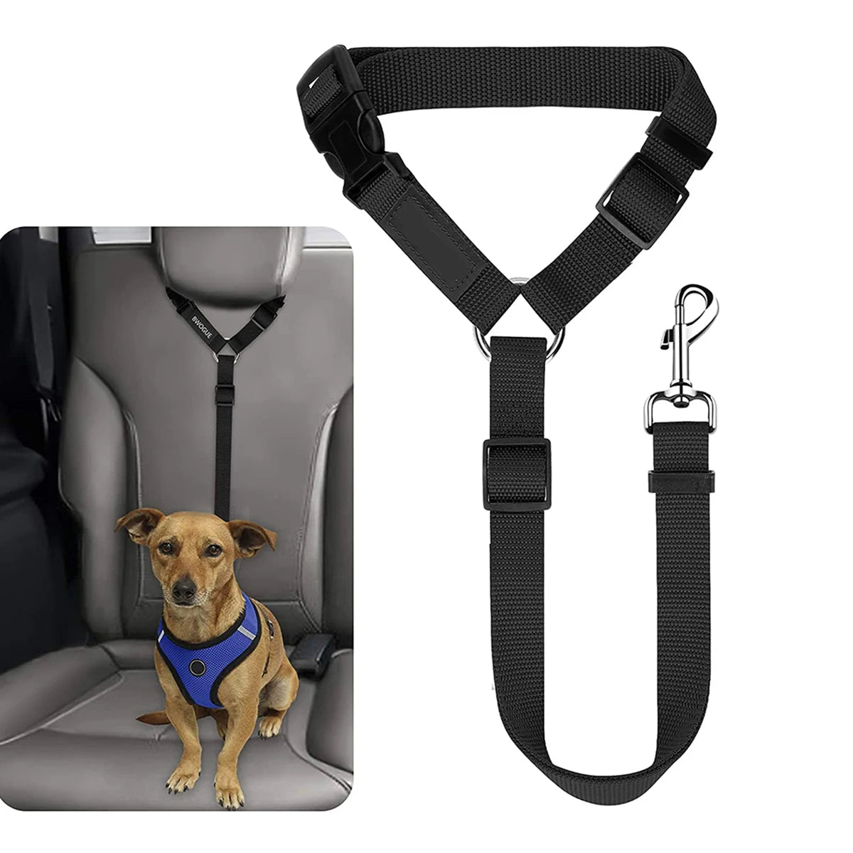 Adjustable Pet Car Seat Belt – Headrest Restraint for Dogs & Cats