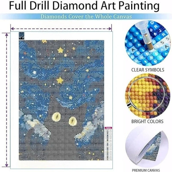 5D DIY Diamond Painting – Star Cat Landscape Mosaic Art Kit