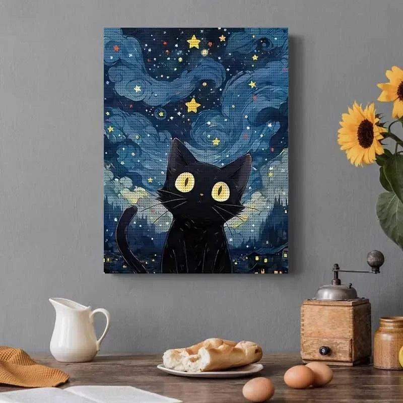 5D DIY Diamond Painting – Star Cat Landscape Mosaic Art Kit