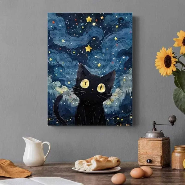 5D DIY Diamond Painting – Star Cat Landscape Mosaic Art Kit