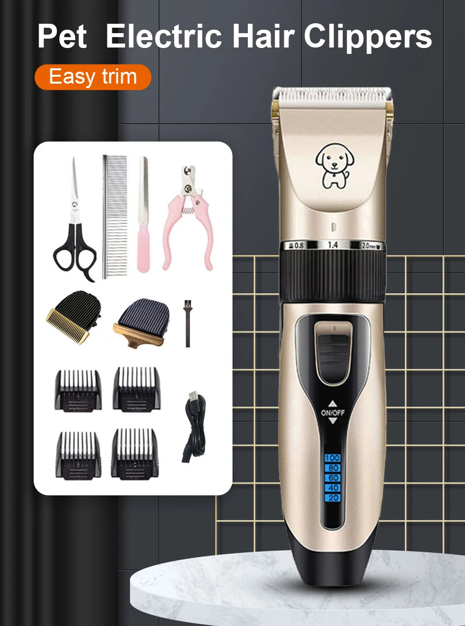 Professional All-Metal Pet Hair Clipper – Rechargeable Low-Noise Dog & Cat Grooming Trimmer