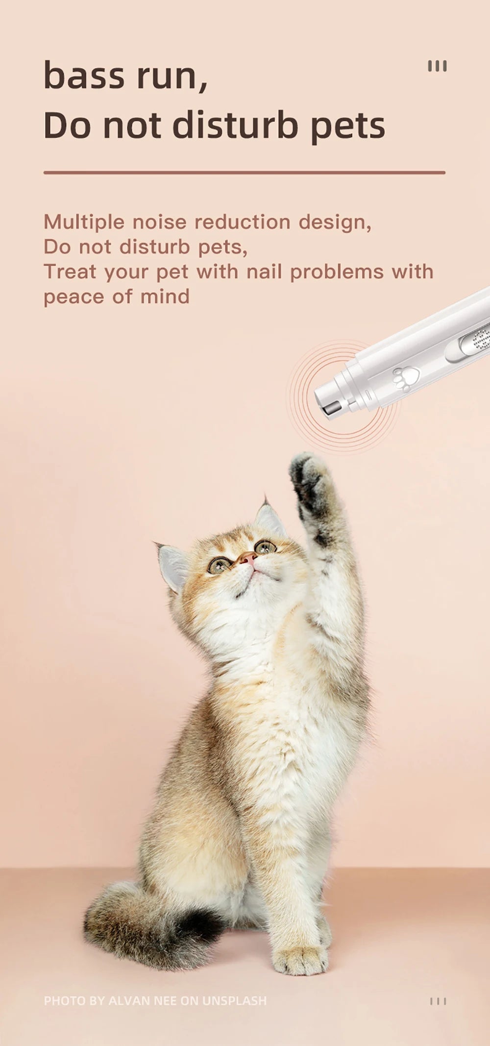 USB Electric Pet Nail Grinder with LED – Cat & Dog Nail Trimmer