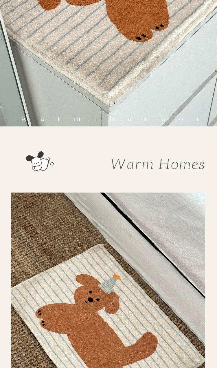 VIKAMA Korean Style Dog Print Non-Slip Absorbent Floor Mat