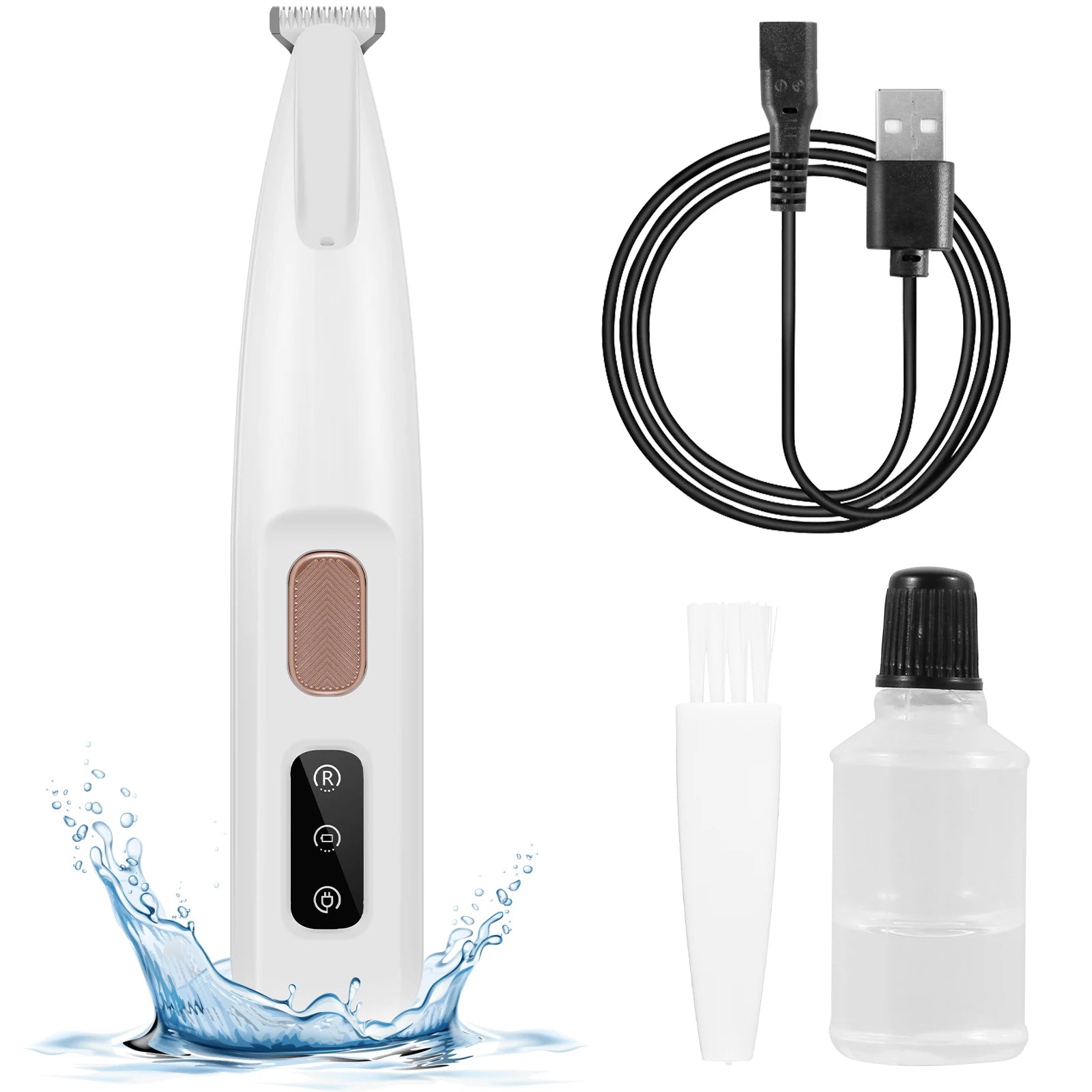 Rechargeable Pet Paw Trimmer – Waterproof Dog Hair Clipper with LED Display