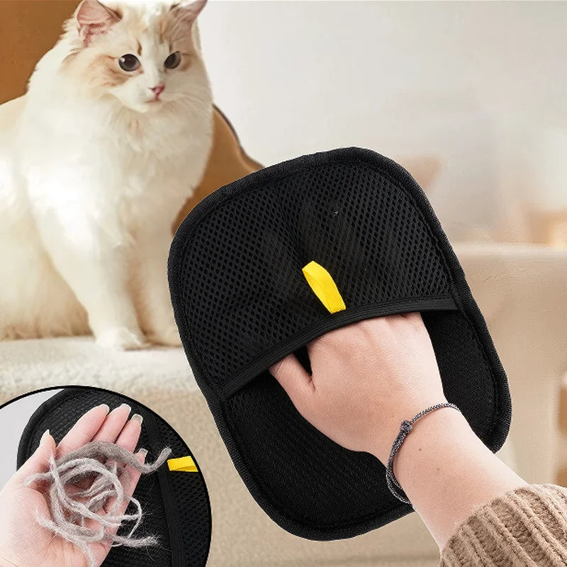 Pet Grooming Glove Brush – Hair Remover & Static Dedusting Tool for Pets and Furniture