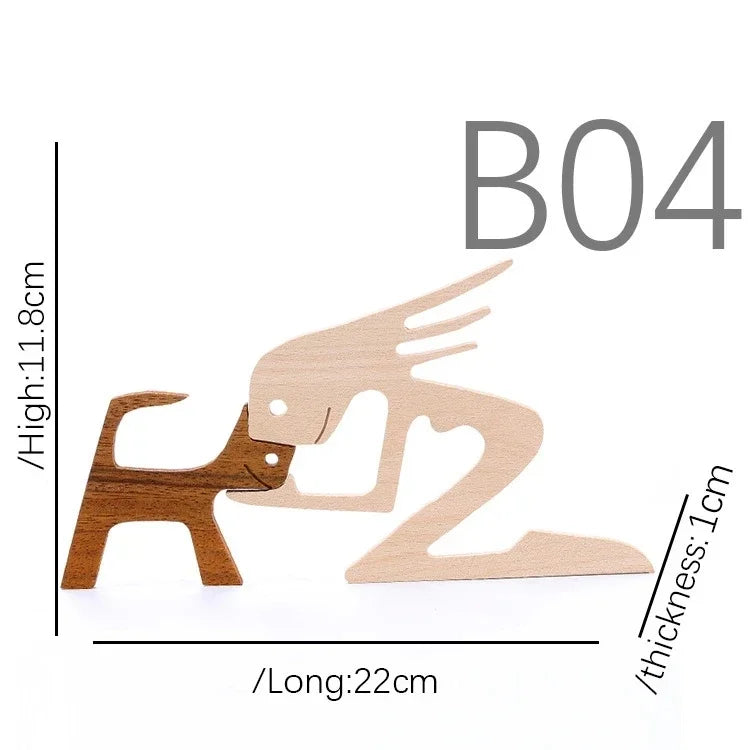 Family Puppy Wood Dog Figurine – Valentine’s & Christmas Gift Decor