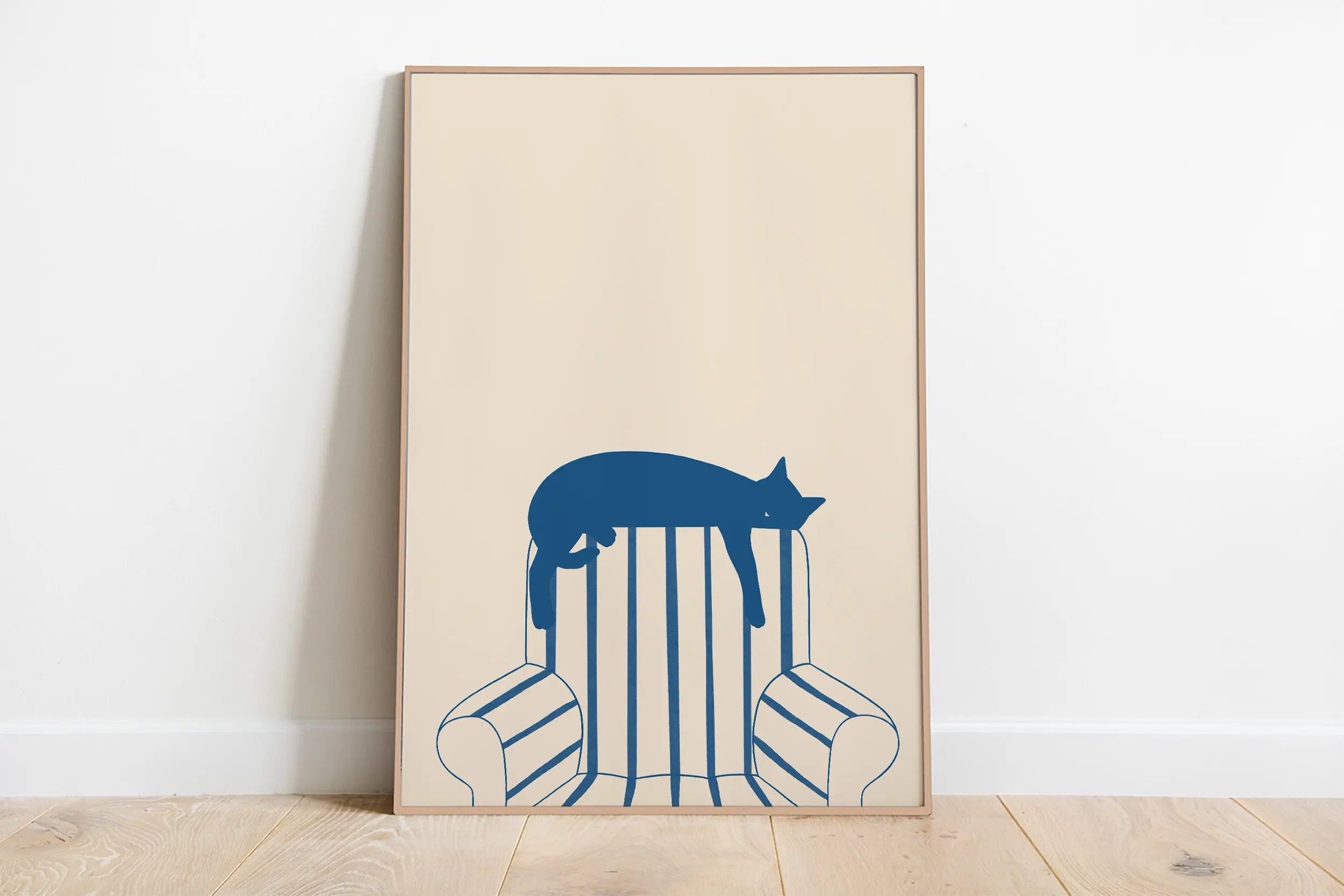 Minimalist Sleepy Kitties Wall Art – Cute Cat Illustration Canvas