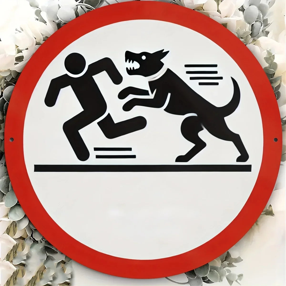 Round Dog Warning Sign – Waterproof & Durable Wall Decor