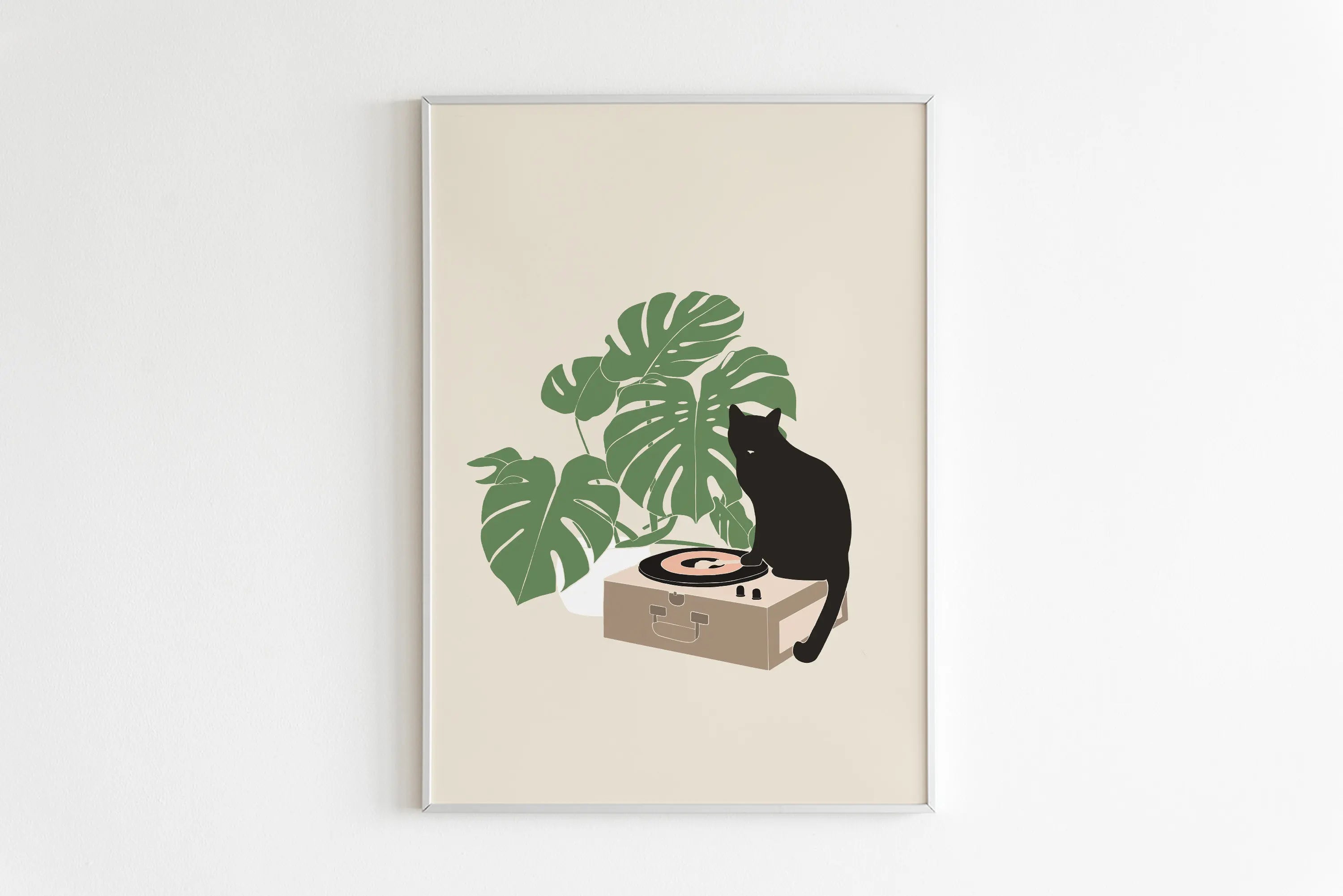 Minimalist Sleepy Kitties Wall Art – Cute Cat Illustration Canvas
