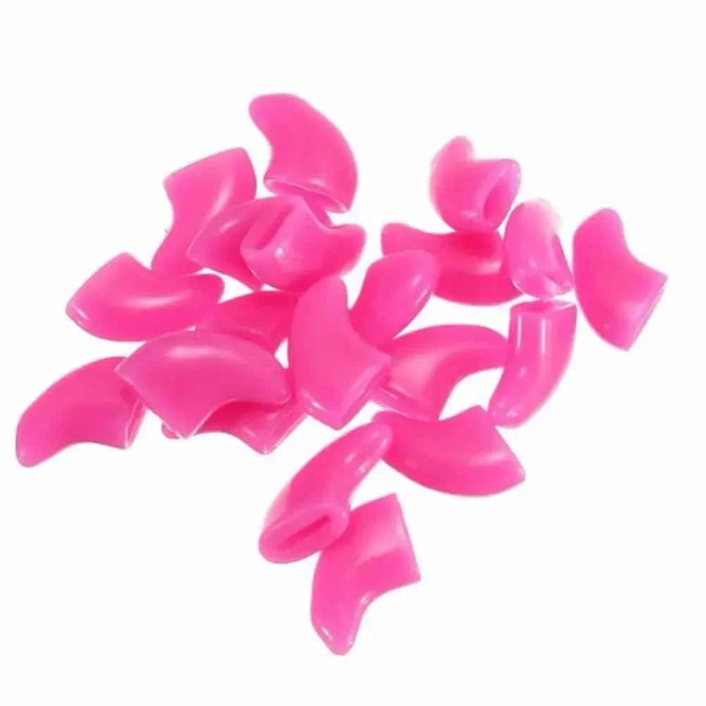 20PCS Soft Silicone Cat Nail Caps – Claw Covers with Adhesive for Pet Paw Protection