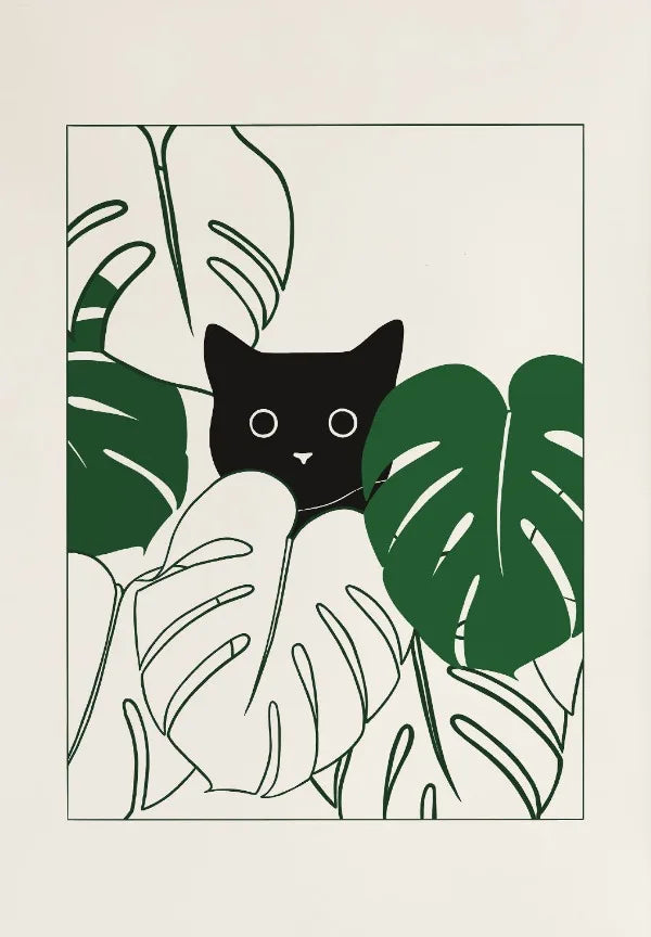 Funny Dumpling Cat Line Art Canvas – Nordic Wall Poster for Home Décor