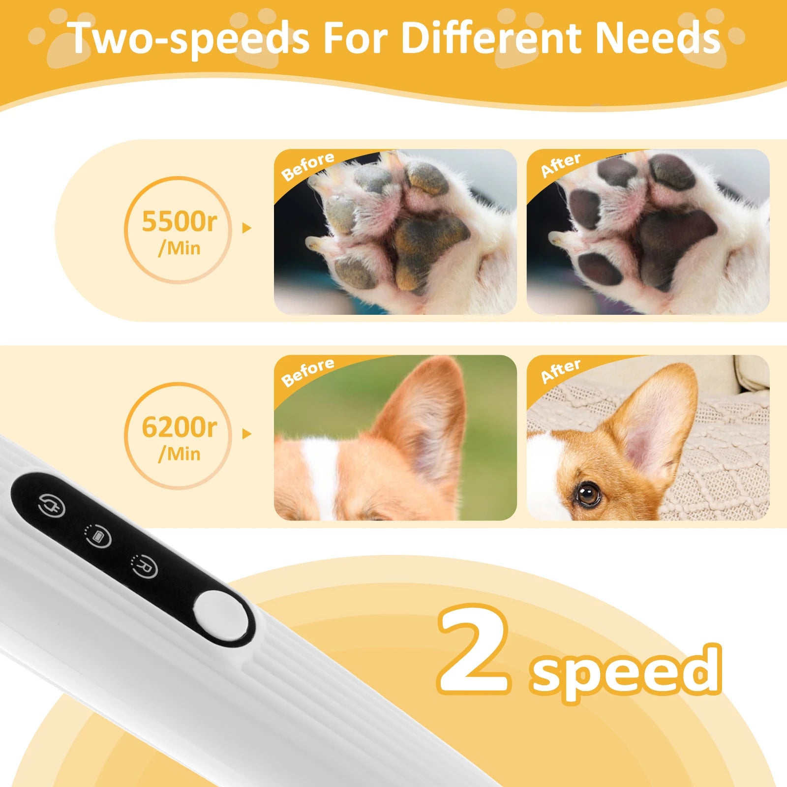 Rechargeable Pet Paw Trimmer – Waterproof Dog Hair Clipper with LED Display