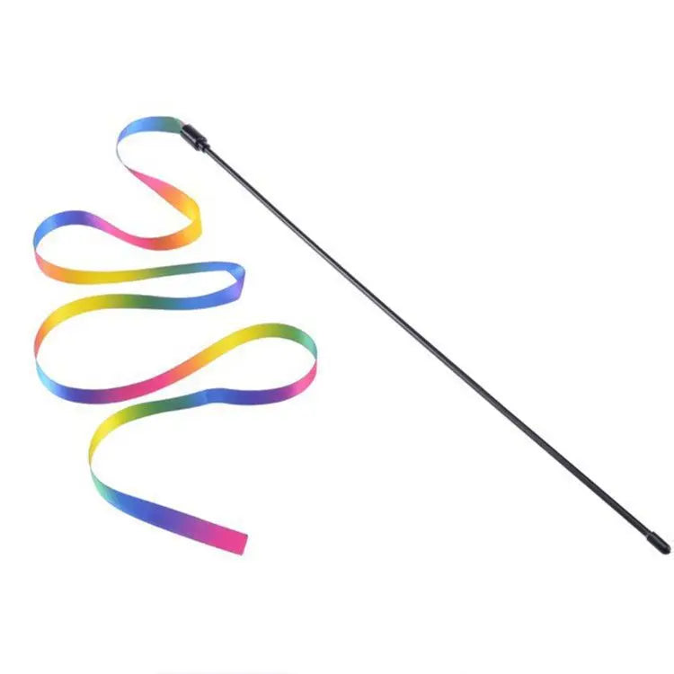 Rainbow Cat Teaser Wand – Interactive Toy for Kittens & Cats