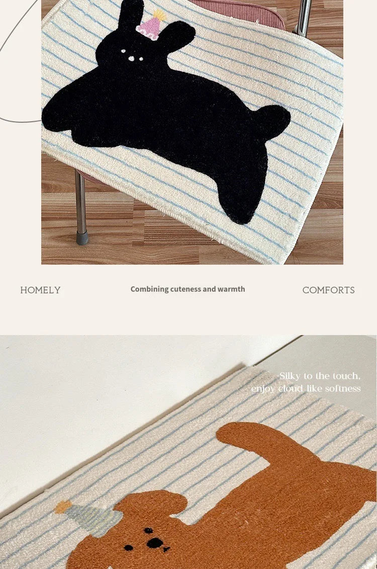 VIKAMA Korean Style Dog Print Non-Slip Absorbent Floor Mat